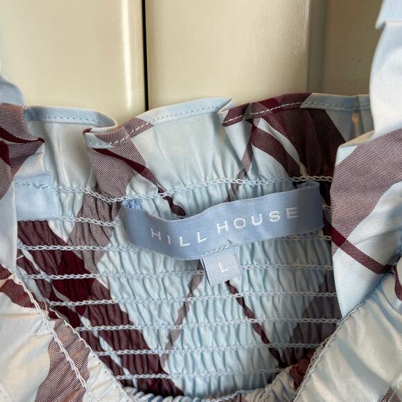 Hill House Ellie Nap Dress in Matilda Plaid Sz L Ruched Bodice Tiered Ruffles - Picture 5 of 9